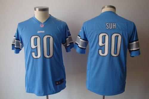 nike youth nfl detroit lions #90 ndamukong suh blue jerseys
