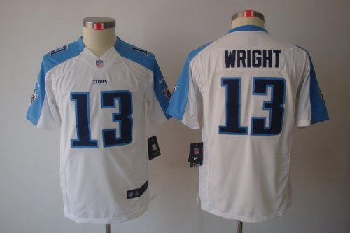 nike youth nfl tennessee titans #13 wright white [nike limited]