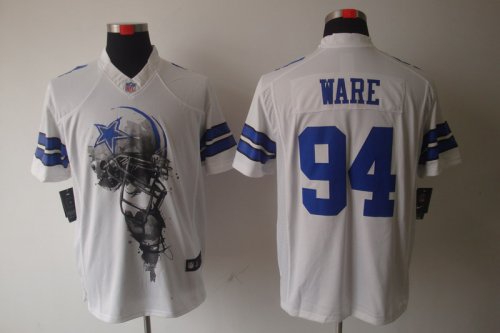 nike nfl dallas cowboys #94 ware white [helmet tri-blend limited