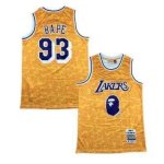 Los Angeles Lakers #93 BAPE Yellow jersey
