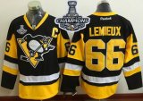 Men Pittsburgh Penguins #66 Mario Lemieux Black Alternate 2017 Stanley Cup Finals Champions Stitched NHL Jersey